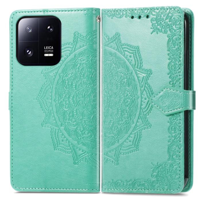 Bild 2,  Xiaomi 13 Pro 5G Fodral Mandala Läder Grön
