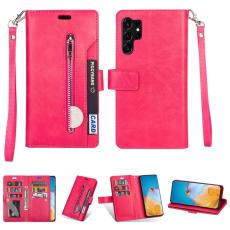  Galaxy S23 Ultra Fodral Multifunktionell Med Frontficka Rosa