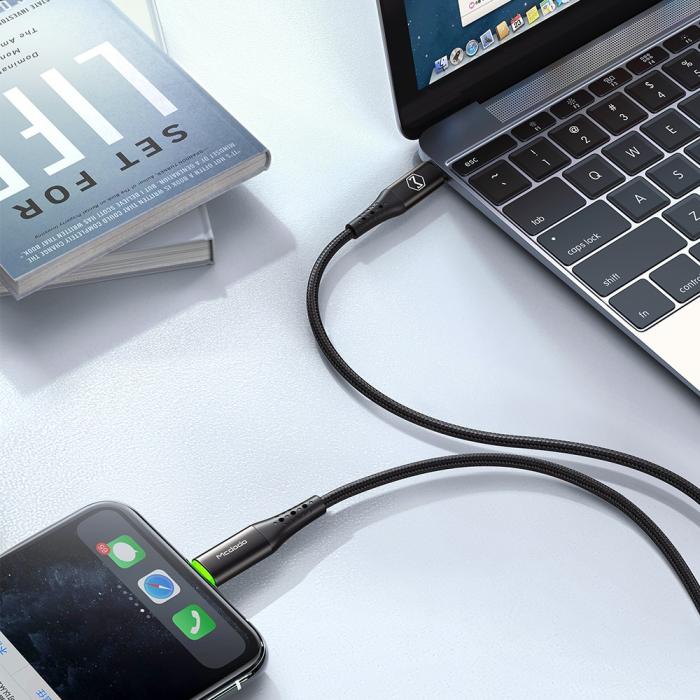 Bild 6, MCDODO Mcdodo 36W 1.2m USB-C - Lightning Kabel LED Svart