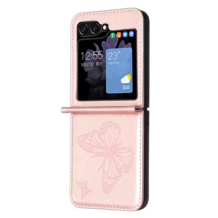 Bild 3,  Galaxy Z Flip 6 / 7 FE Skal Fjäril Textur Rosa
