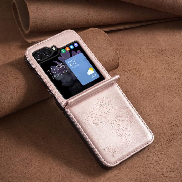 Bild 6,  Galaxy Z Flip 6 / 7 FE Skal Fjäril Textur Rosa