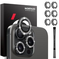 NORTHJO NORTHJO iPhone 15 Pro/Pro Max/14 Pro/Pro Max Linsskydd Strass 2-PACK Svart