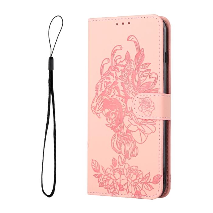 Bild 2,  iPhone 14 Pro Fodral Tiger Tryck Roséguld