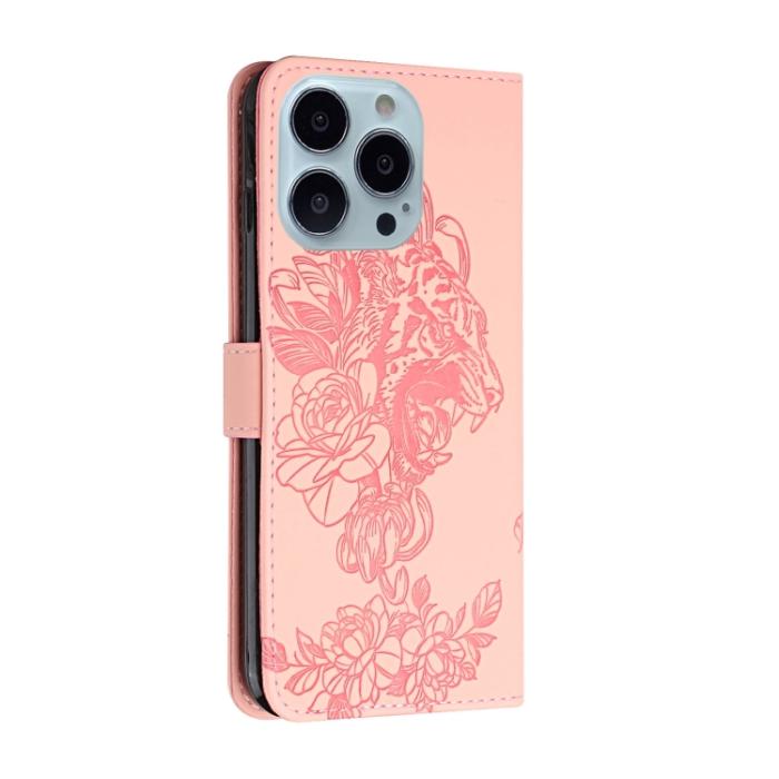 Bild 3,  iPhone 14 Pro Fodral Tiger Tryck Roséguld