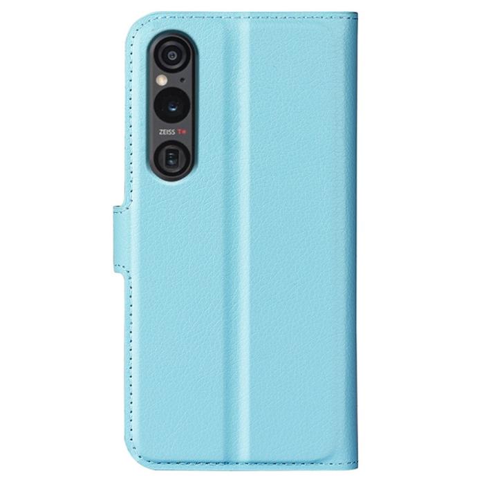 Bild 6,  Sony Xperia 1 VI Fodral Litchi Läder Ljus Blå