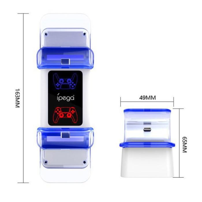 Bild 3, iPega iPega LED Laddstation För 2x PS5 DualSense Handkontroller Vit