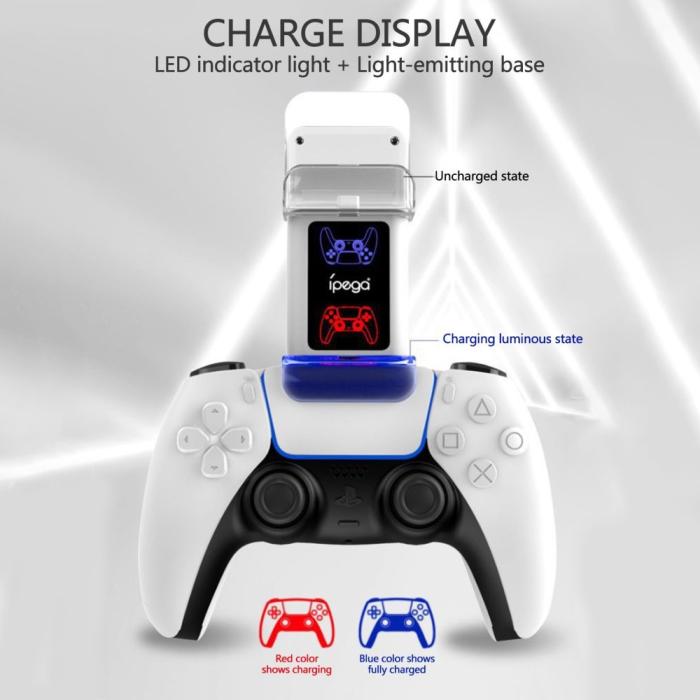 Bild 6, iPega iPega LED Laddstation För 2x PS5 DualSense Handkontroller Vit
