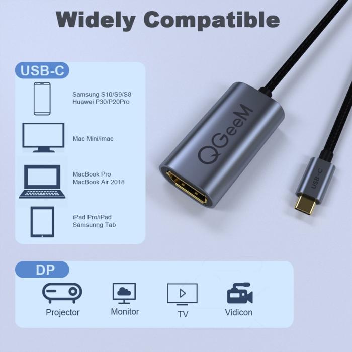 Bild 5,  USB-C Thunderbolt3 till DisplayPort Hona Adapter 4K 60Hz Blå