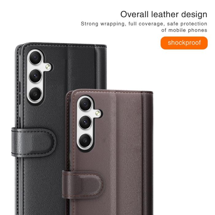 Bild 5,  Samsung Galaxy A35 5G Fodral Premium Äkta Läder Brun