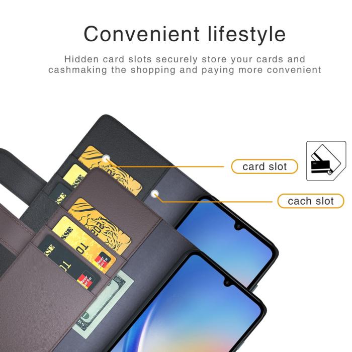 Bild 6,  Samsung Galaxy A35 5G Fodral Premium Äkta Läder Brun