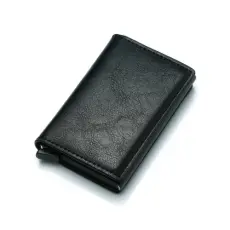  RFID Retro Aluminium L&auml;der Korth&aring;llare Svart