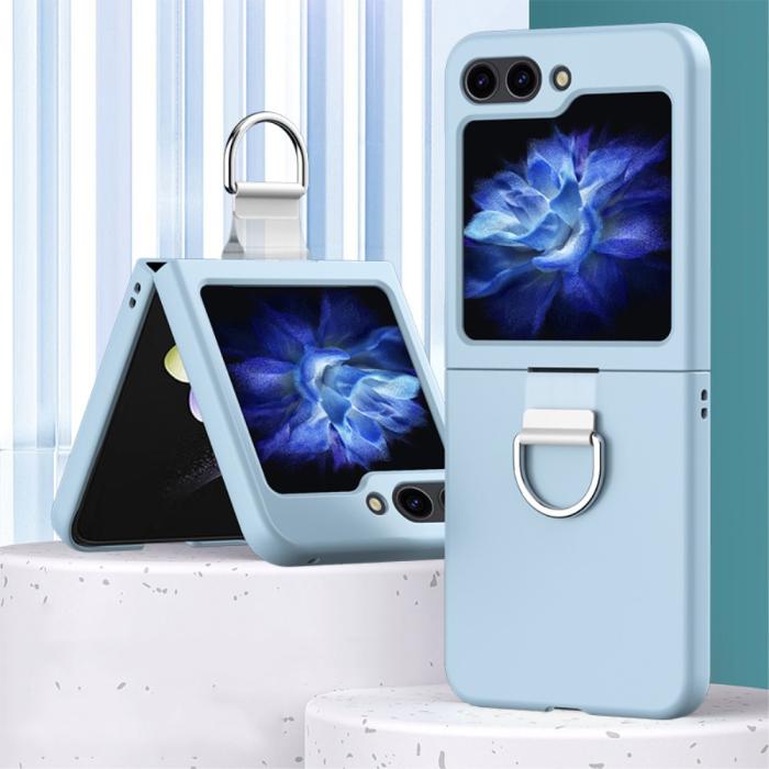 Bild 2,  Galaxy Z Flip 6 / 7 FE Skal Skin Touch Ringhållare Ljus Blå