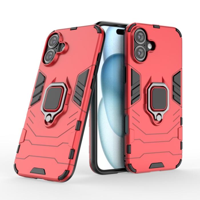 Bild 2,  iPhone 16 Plus Skal Hybrid Armor Ring Röd