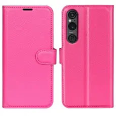  Sony Xperia 1 VI Fodral Litchi L&auml;der Rosa