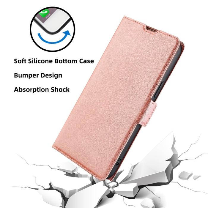 Bild 4,  Motorola Edge 30 Neo 5G Fodral Slim Magnetisk Stängning Roséguld