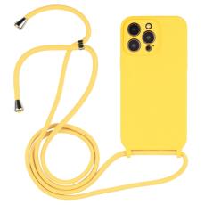  iPhone 15 Pro Skal Silikon Med Snodd Gul