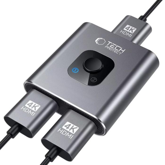 Bild 4, Tech-Protect Tech-Protect 2in1 4K 60Hz HDMI Adapter Grå