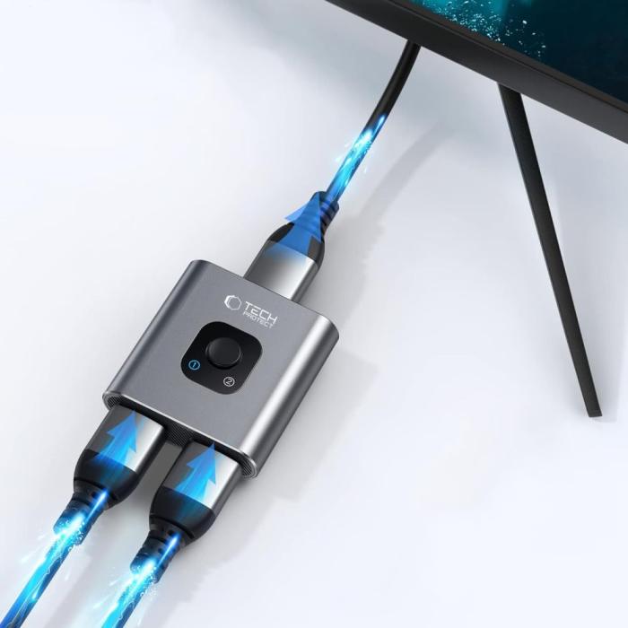 Bild 5, Tech-Protect Tech-Protect 2in1 4K 60Hz HDMI Adapter Grå