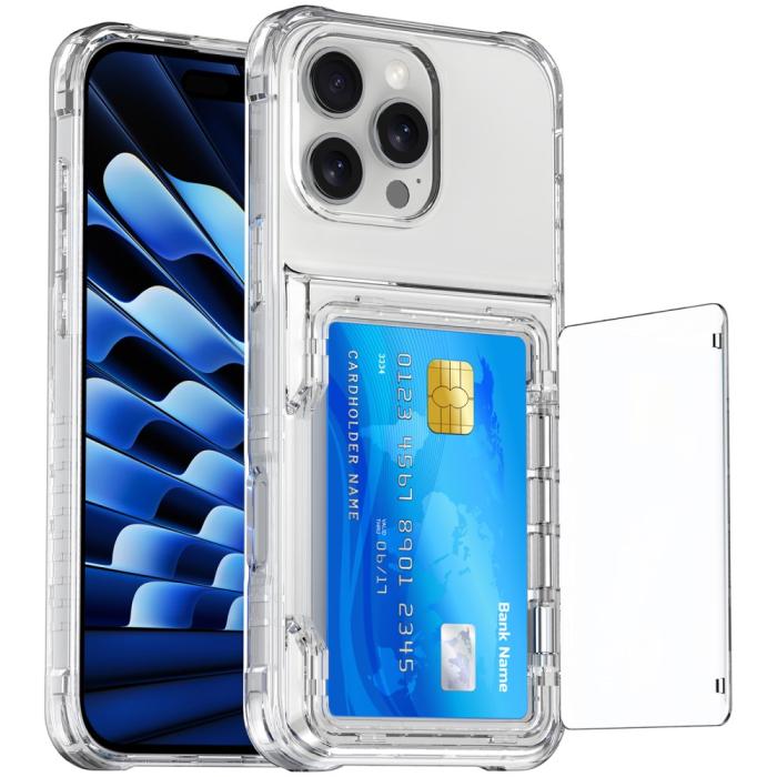 Bild 2,  iPhone 16 Pro Max Skal Kickstand Med Kortfack Transparent
