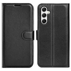  Samsung Galaxy A35 5G Fodral L&auml;der Litchi Svart