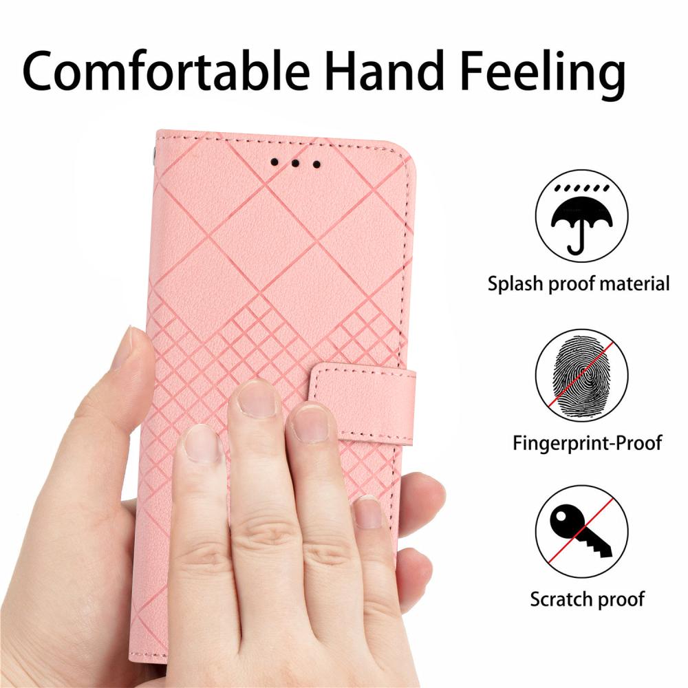  Samsung Galaxy A57 5G Fodral Läder Rhombus Rosa