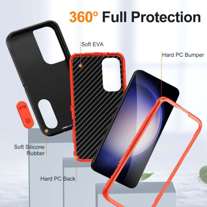 Bild 3,  Samsung Galaxy S25 Skal Extreme Hybrid Kickstand Svart/Orange