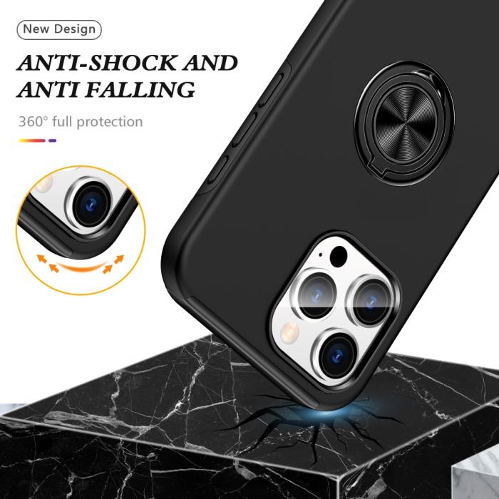 Bild 3,  iPhone 16 Pro Skal Med Ringhållare Kickstand Svart