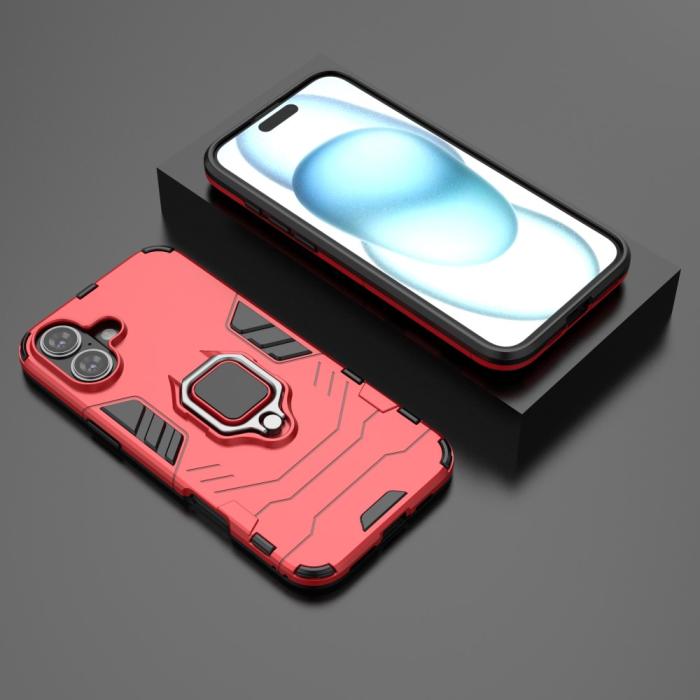 Bild 6,  iPhone 16 Plus Skal Hybrid Armor Ring Röd