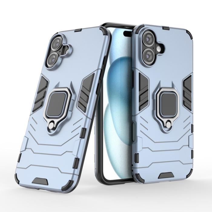 Bild 2,  iPhone 16 Plus Skal Hybrid Armor Ring Blå