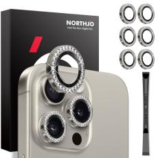 NORTHJO NORTHJO iPhone 15 Pro/Pro Max/14 Pro/Pro Max Linsskydd Strass 2-PACK Gr&aring;