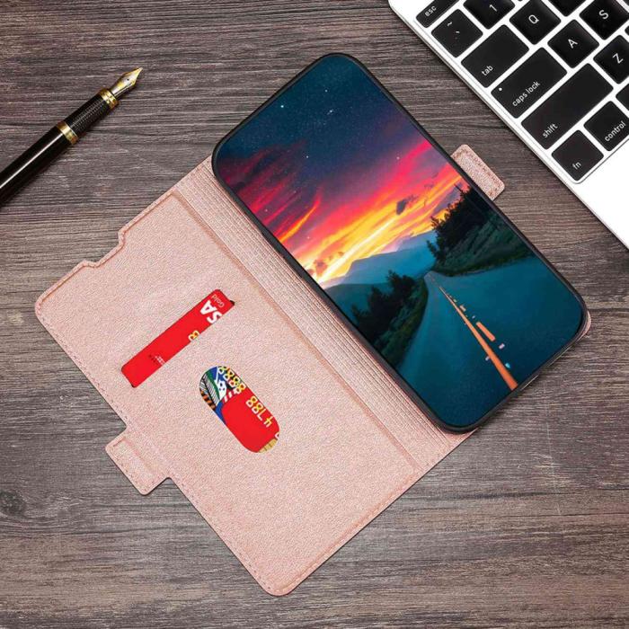 Bild 6,  Motorola Edge 30 Neo 5G Fodral Slim Magnetisk Stängning Roséguld