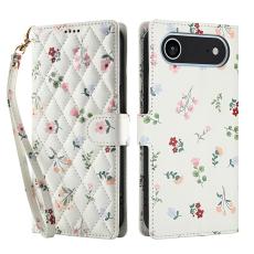  iPhone Air Fodral Rhombus L&auml;der Blommor Vit