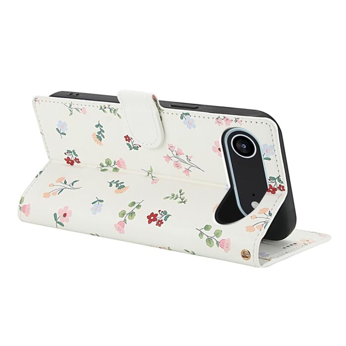 Bild 3,  iPhone Air Fodral Rhombus Läder Blommor Vit