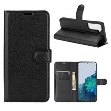  Samsung Galaxy S21 - Litchi Pl&aring;nboksfodral - Svart