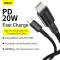 BASEUS BASEUS 1m 20W PD Type-C - Lightning Flätad Nylon Kabel - Svart