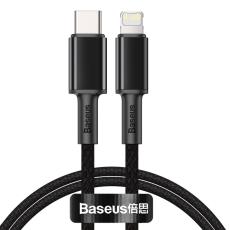 BASEUS BASEUS 1m 20W PD Type-C - Lightning Fl&auml;tad Nylon Kabel - Svart