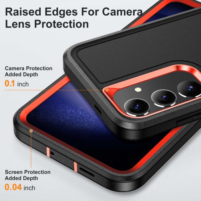 Bild 4,  Samsung Galaxy S25 Skal Extreme Hybrid Kickstand Svart/Orange