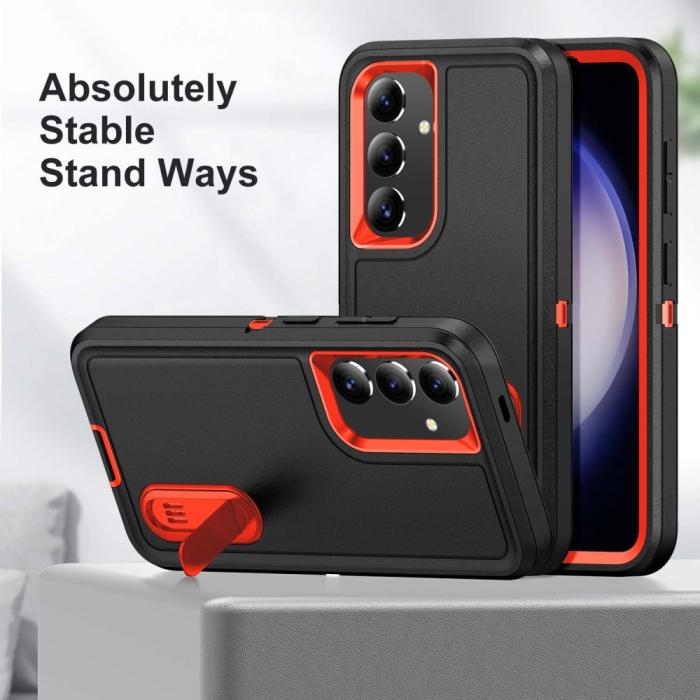 Bild 5,  Samsung Galaxy S25 Skal Extreme Hybrid Kickstand Svart/Orange