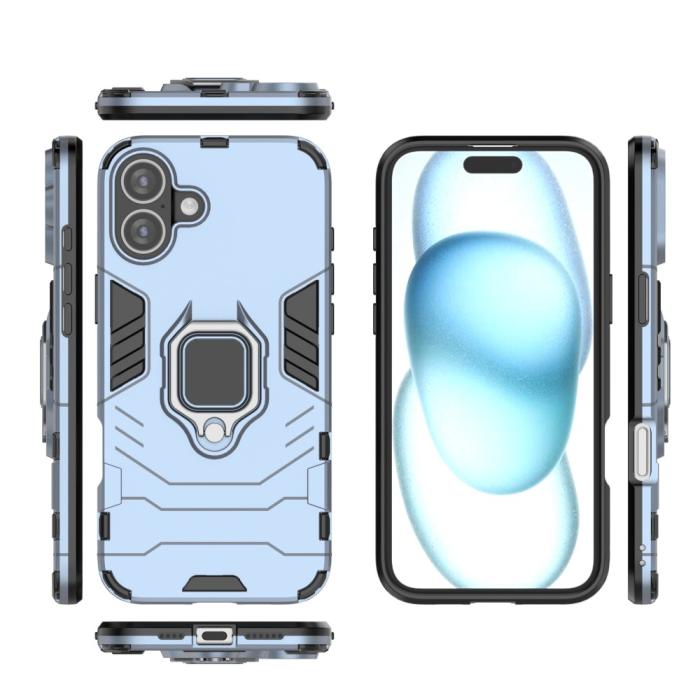 Bild 5,  iPhone 16 Plus Skal Hybrid Armor Ring Blå