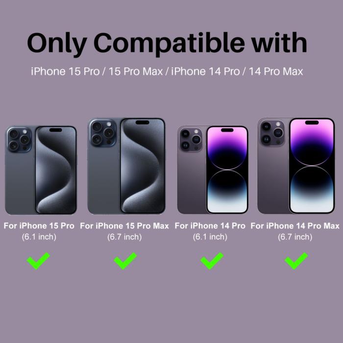 Bild 2, NORTHJO NORTHJO iPhone 15 Pro/Pro Max/14 Pro/Pro Max Linsskydd Strass 2-PACK Lila
