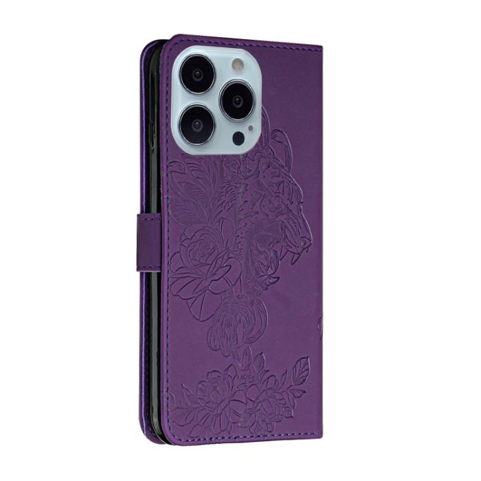 Bild 3,  iPhone 14 Pro Fodral Tiger Tryck Lila