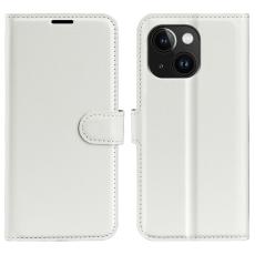  iPhone 15 Plus Fodral Litchi Textur Vit