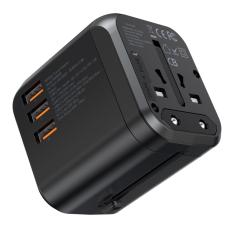 Choetech Choetech 35W PD Reseadapter 3x USB-A 1x USB-C Svart