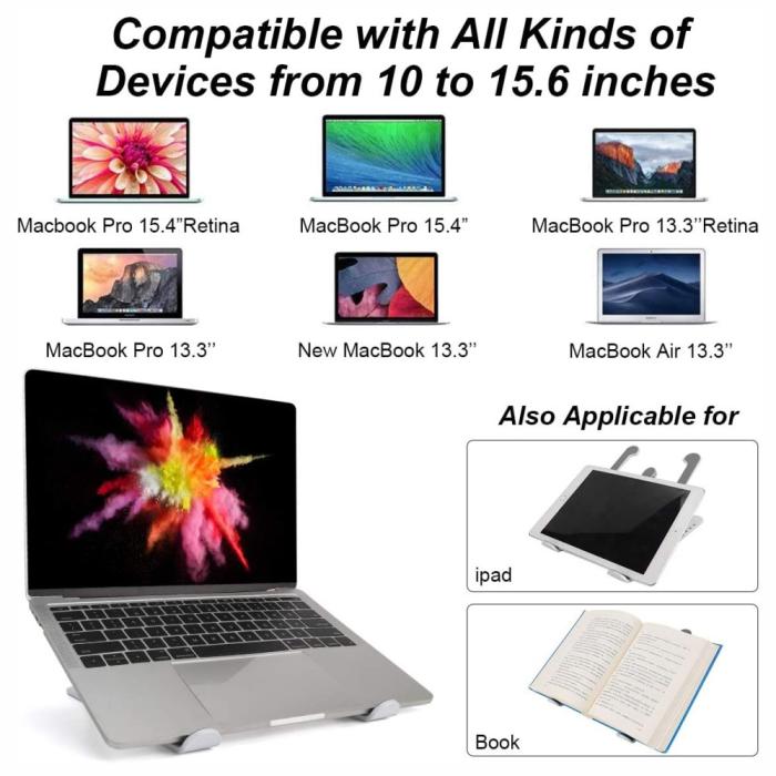 Bild 5,  Vikbart Laptop Stativ, Justerbar Höjd Vit
