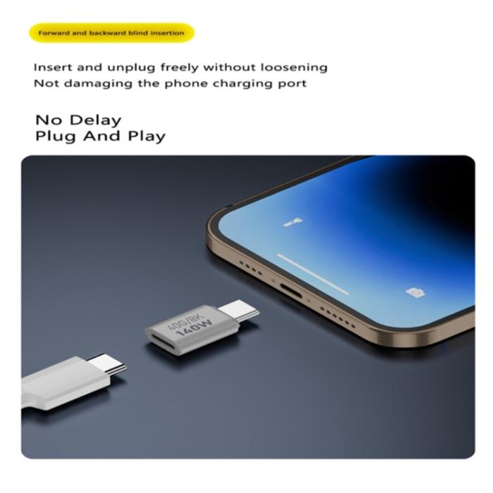 Bild 5,  140W USB 3.1 USB-C Hane till USB-C Hona Adapter 8K 40Gbps Vit