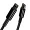 BASEUS Baseus Tungsten 1m 20W PD USB-C - Lightning Flätad Nylon Kabel - Svart