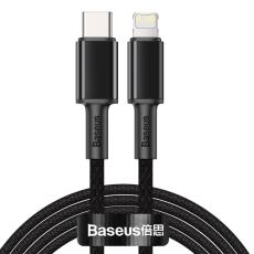 BASEUS BASEUS 2m 20W PD Type-C - Lightning Fl&auml;tad Nylon Kabel - Svart