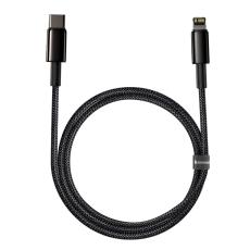 BASEUS Baseus Tungsten 1m 20W PD USB-C - Lightning Fl&auml;tad Nylon Kabel - Svart