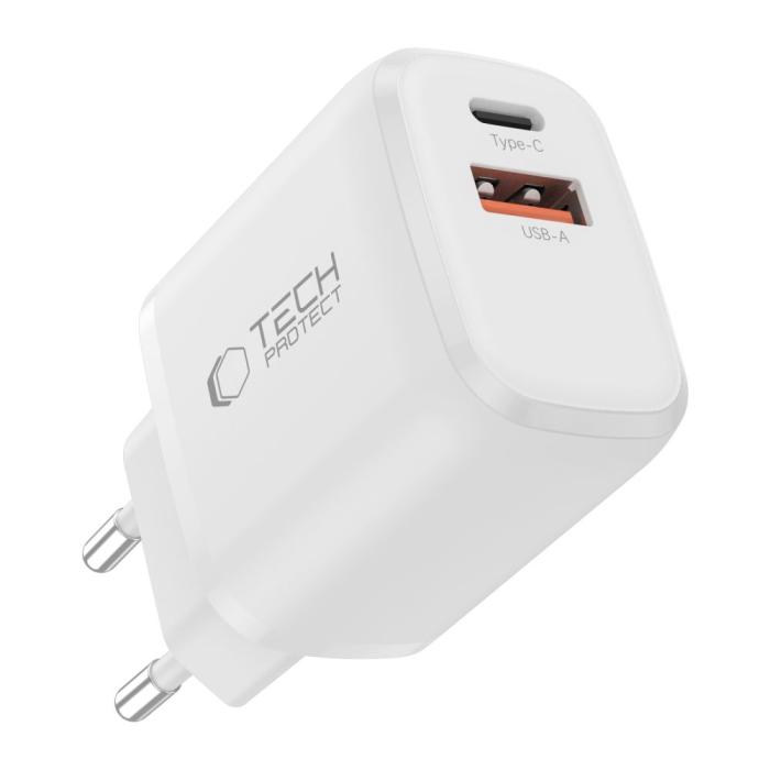 Bild 4, Tech-Protect Tech-Protect 20W Väggladdare PD Inkl. USB-C - USB-C Kabel Vit