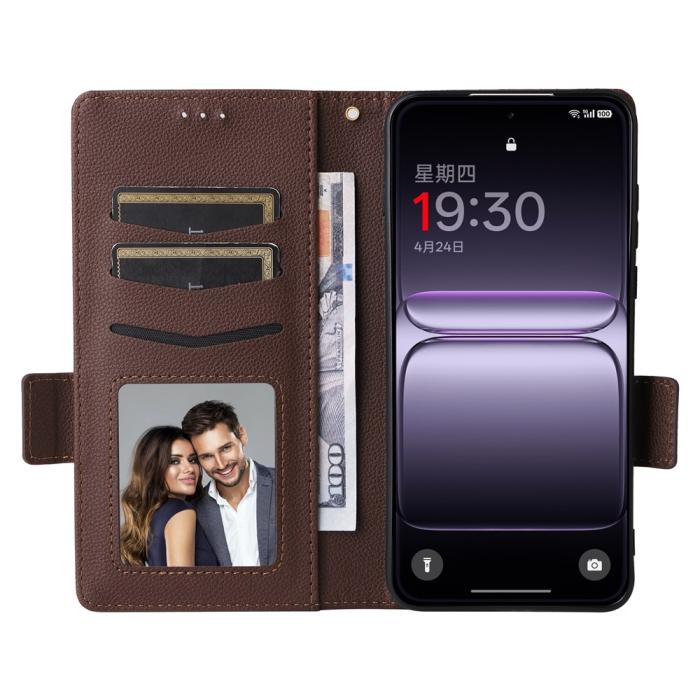 Bild 2,  OnePlus Nord 5 5G Fodral Litchi Läder Brun